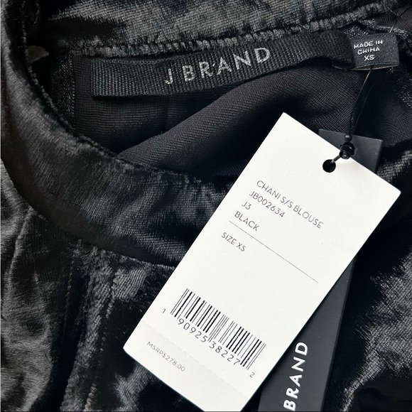 NWT J BRAND Plush Velvet Mockneck Keyhole Cutout Relaxed Fit Short Sleeve Top XS - Picture 6 of 7